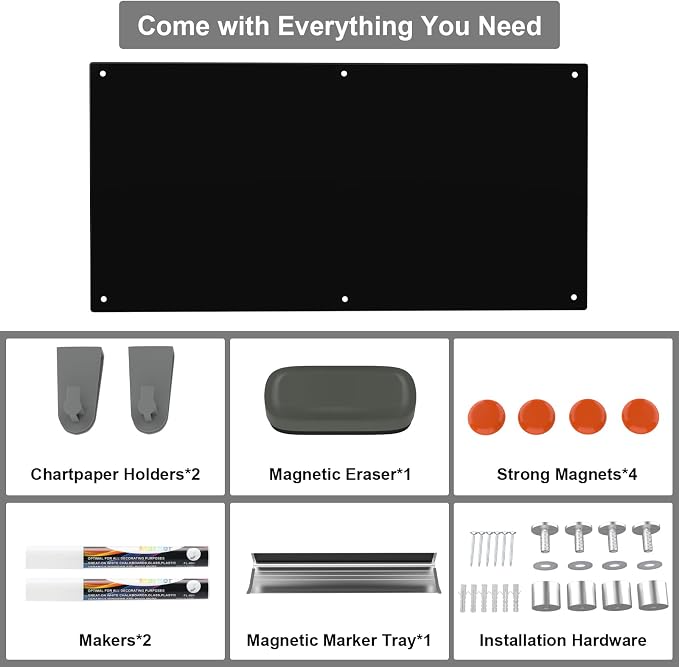 Large Black Glass Dry Erase Board, 96 x 48 Inches Magnetic Glass whiteboard - Image 4
