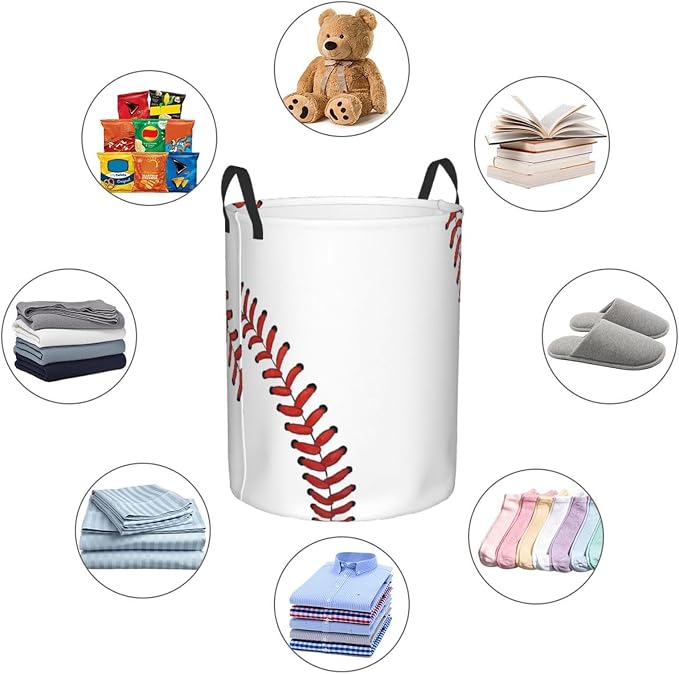 Laundry Basket Baseball Ball Collapsible Large Capacity, Dirty Clothes Basket - Image 2