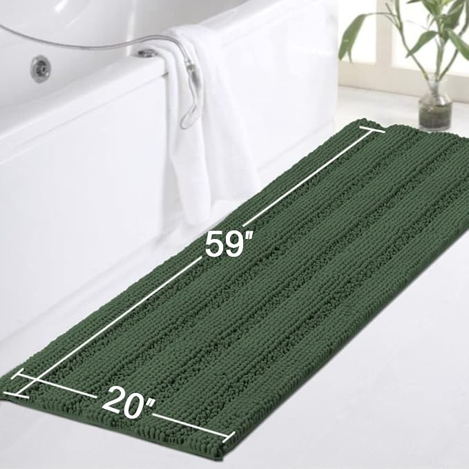 Turquoize Non Slip Shaggy Chenille Microfibers Bathroom Rug Bronze Green - Image 2