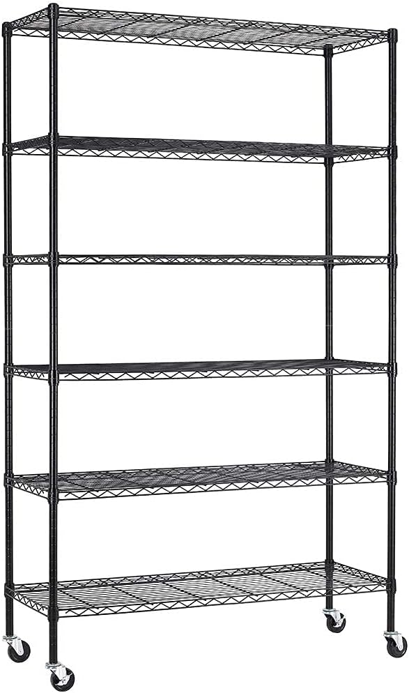 FDW 48"L×18"W×82"H Wire Shelving Unit Storage Cart Metal Shelf Rolling Utility by FDW