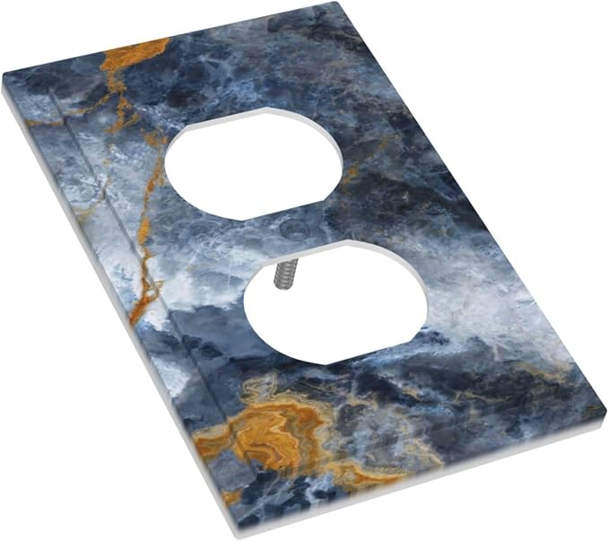 Outlet Covers Gold Dark Blue Gilt Haze Marble Decorative 1 Gang Duplex Light - Image 3