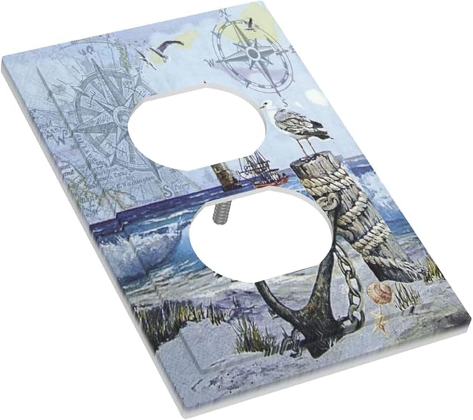 Outlet Covers Sea Ocean Sand Coast Compass Ship Lighthouse Anchor 1 Gang Duplex - Image 3