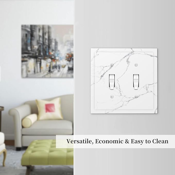 Luxurious White Marble Abstract Print Decorative Switch Plates 2 Gang Double - Image 7