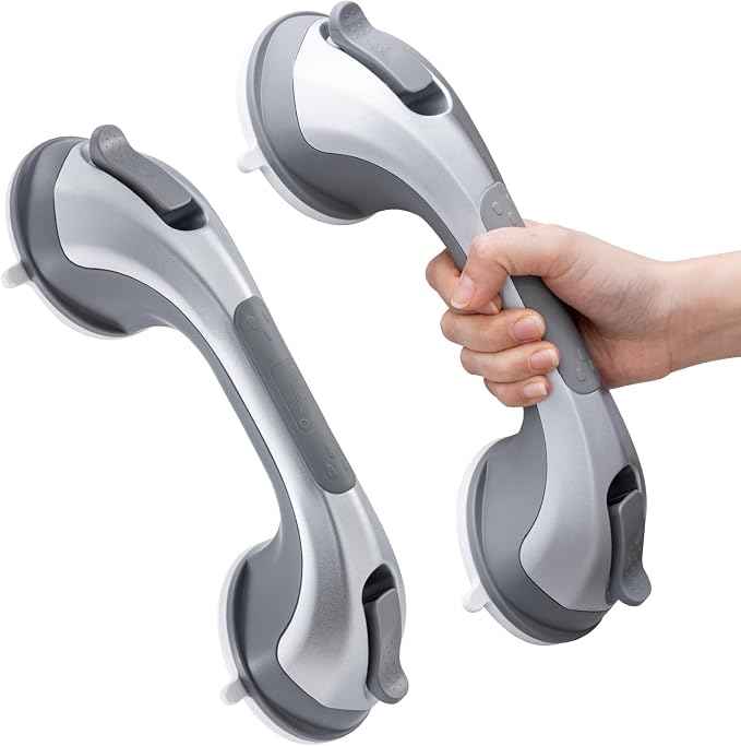 LEVERLOC Grab Bars for Bathtubs and Showers 2 Pack Suction Grab Bar, Heavy Duty