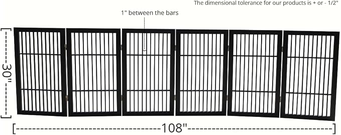 Pet Dog Gate Strong and Durable Freestanding Folding Acacia Hardwood Portable - Image 3