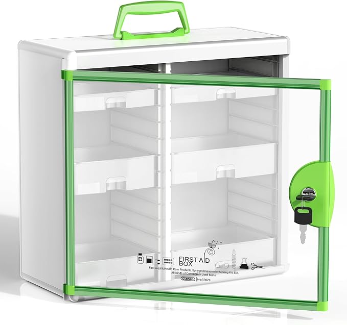 Glosen Medicine Cabinet with Key Wall Mounted Medication Lock Box 【 Green 15x by Glosen