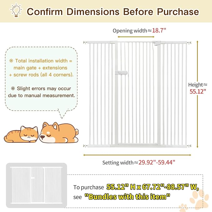 Lumizone Extra Tall Cat Gate 55.12" High Pressure Mounted Extra Wide 2025 New - Image 2