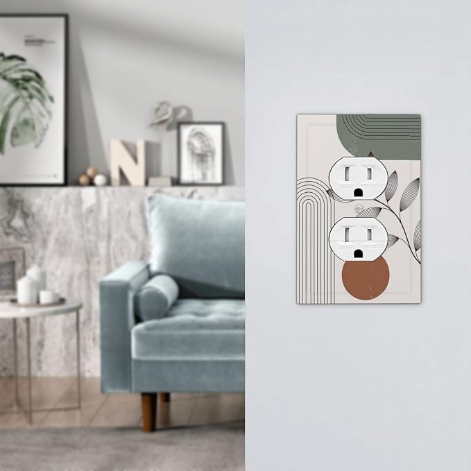 Outlet Covers Sage Green Boho Nature Art Minimalist Geometric Plant 1 Gang - Image 7
