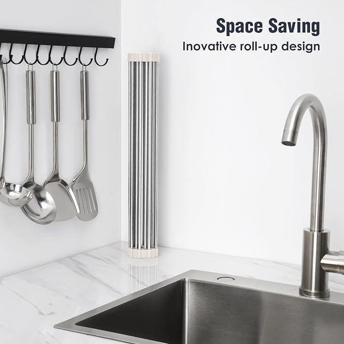 Tomorotec 21" x 15.5" Roll Up Dish Drying Rack Over Sink Drying Rack Sink Cover - Field & Grace