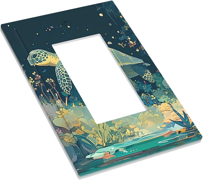 Decorative Outlet Covers Fantasy Sea World Sea Turtle Floral Plant 1 Gang - Image 3