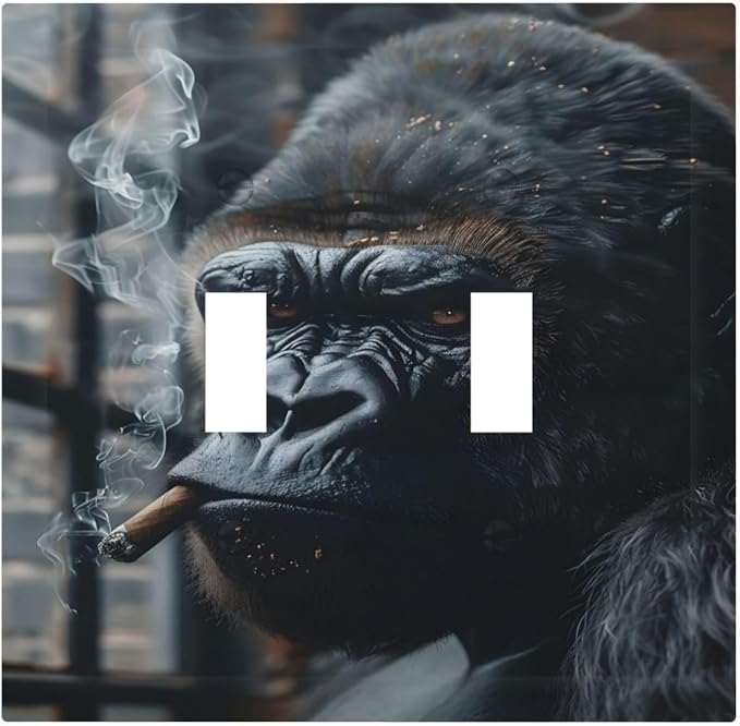 Funny Animal Smoking Black Orangutan Decorative Switch Plates 2 Gang Double by Unknown