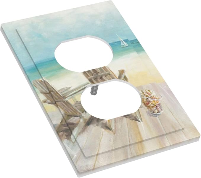 Outlet Covers Beach Chair Seascape Blue Ocean 1 Gang Duplex Light Switch Cover - Image 3