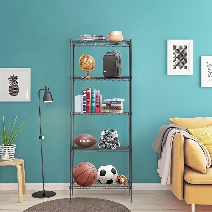 BestOffice | 5-Tier Wire Storage Shelves | 14x24x60 | Black | - Image 2