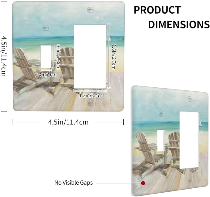 Light Switch Cover Beach Beach Chair Seascape Blue Ocean 2 Gang Toggle Rocker - Image 4