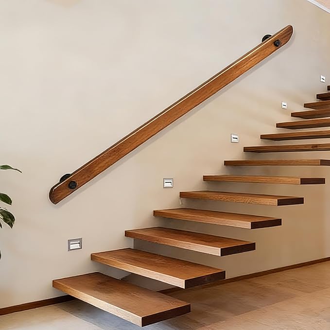 Wood Handrails, Indoor Non-Slip Staircase Handrail, Retro Rustic Wall Mount - Image 6
