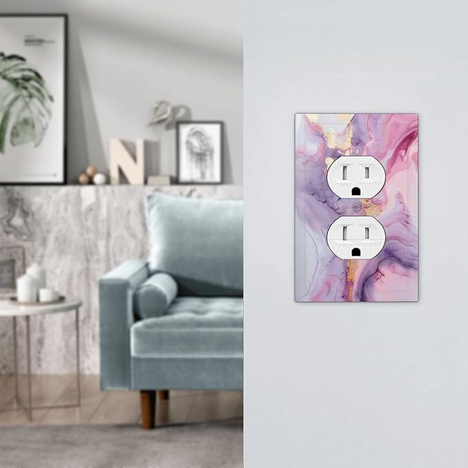 Outlet Covers Pink Marble Abstract Purple Gold Texture 1 Gang Duplex Wall Plate - Image 7