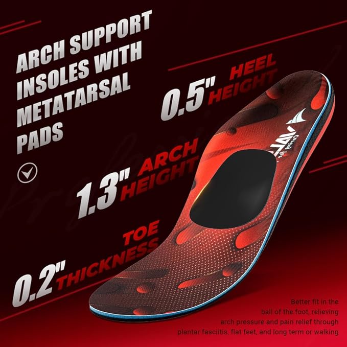 VALSOLE 250+ lbs Plantar Fasciitis High Arch Support Insole - Image 6