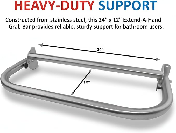Extend-A-Hand Grab Bar Extension 24"x12"| Heavy-Duty Bathroom Safety Handrail - Image 2