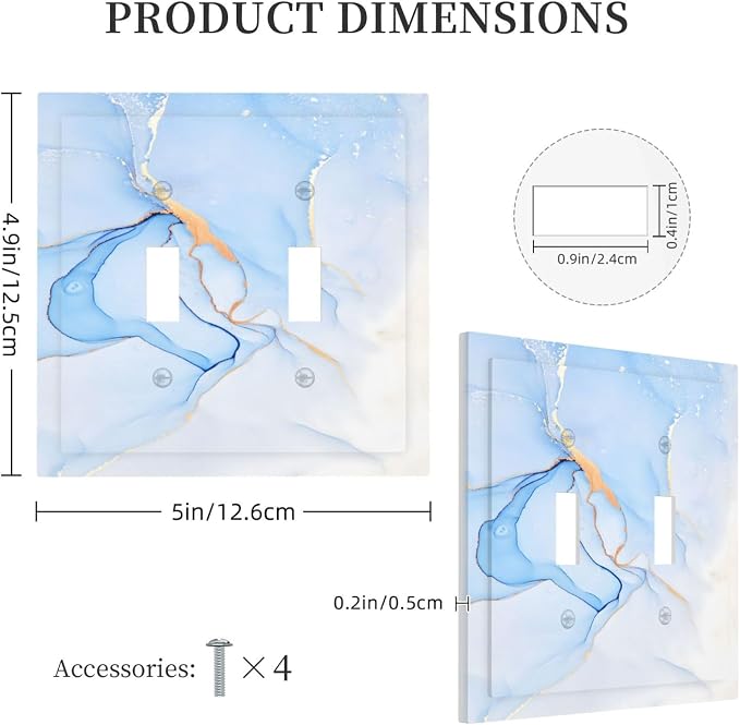 Modern Art Blue Gold Marble Abstract Luxury Print Decorative Switch Plates 2 - Image 5