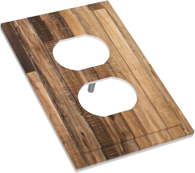 Rustic Brown Wood Splicing Vintage Dark Oak Print Outlet Covers 1 Gang Duplex - Image 3