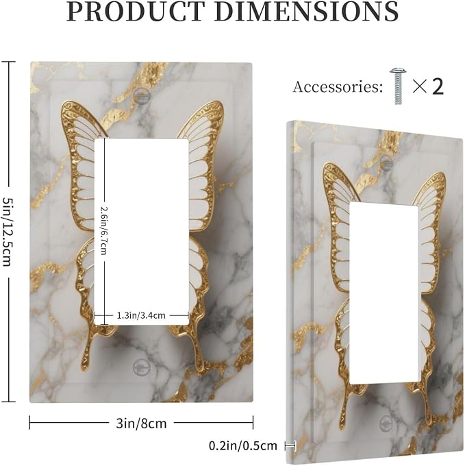 Gold Marble Shine Butterfly Abstract Modern Print Decorative Outlet Covers 1 - Image 5