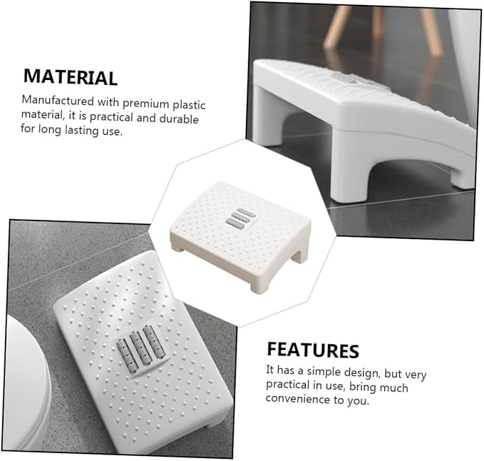 Household Footstool White with Massage Rollers Office Foot Rest Stool Ergonomic - Image 8