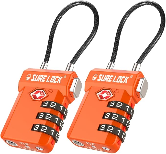 SURE LOCK TSA Approved 3-Digit Combination Luggage Locks – Open Alert Indicator by LOCKDEPOT