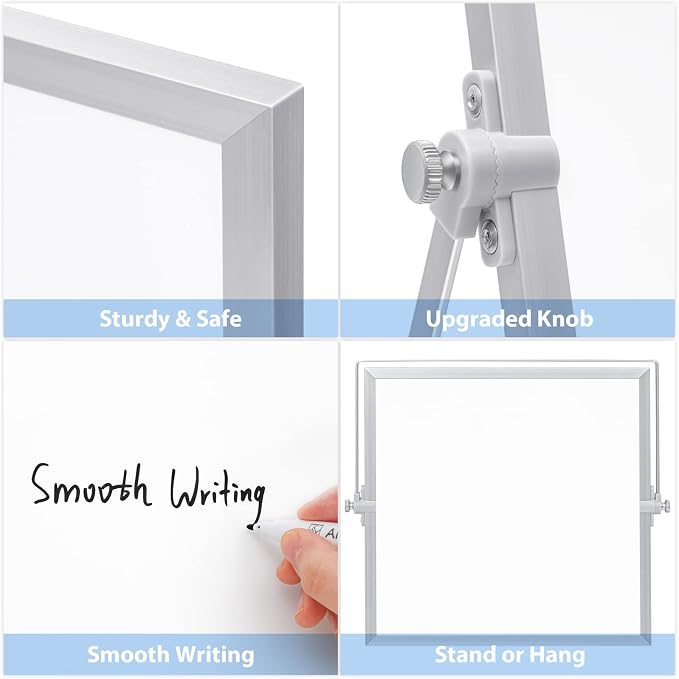 ARCOBIS Small WhiteBoard with Stand 10" X 10", Magnetic Double-Sided Dry Erase - Field & Grace