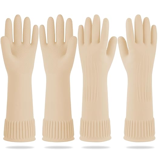 Mamison 2 Pairs Reusable Waterproof Household Dishwashing Cleaning Rubber Gloves by QualityKitchenandHome