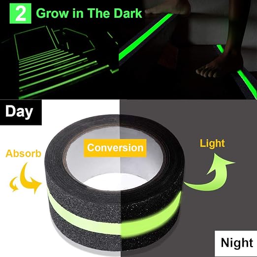 RELIANCER Anti Slip Safety Grip Tape 2inx30ft Green Glowing in The Dark Non - Image 2