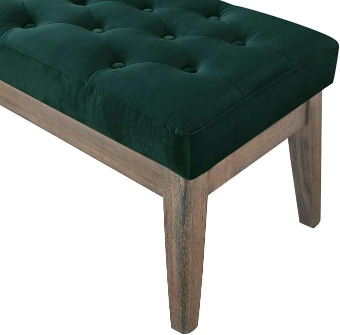 24KF Velvet Upholstered Buttons Tufted Entryway Bench - Image 7