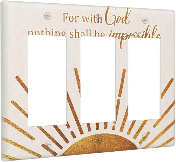 Mid Century Boho Sun Inspirational Quote Outlet Covers Triple Rocker Light - Image 2