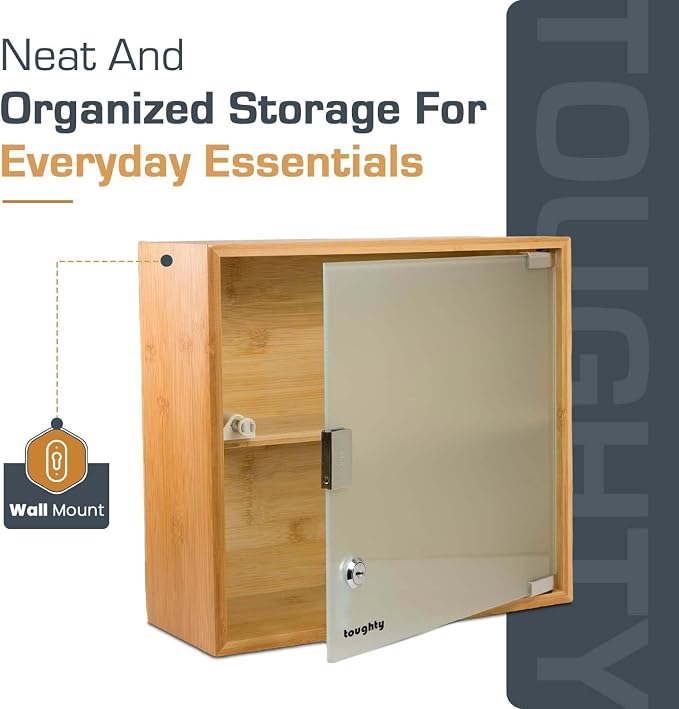 Toughty Bamboo Locking Medicine Cabinet - Image 3