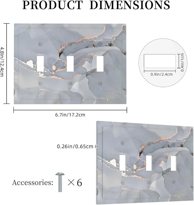 Gray And Gold Marble Abstract Luxury Print Decorative Switch Plates 3 Gang Wall - Image 5