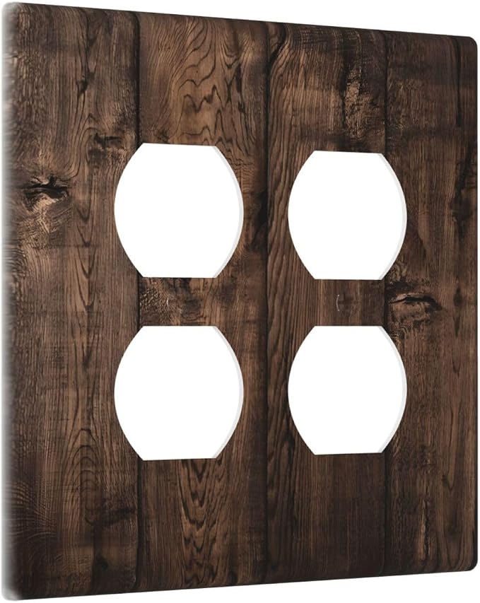 Rustic Brown Wood Plank Vintage Wooden Texture Print Outlet Covers 2 Gang - Image 2