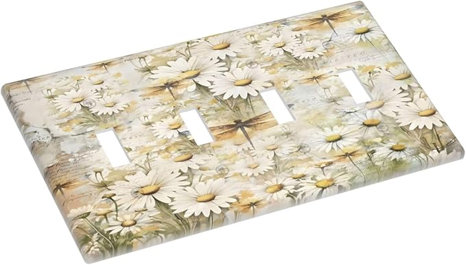 Vintage Letter Paper Wildflowers Dragonfly Daisy Floral Light Switch Covers - Image 3