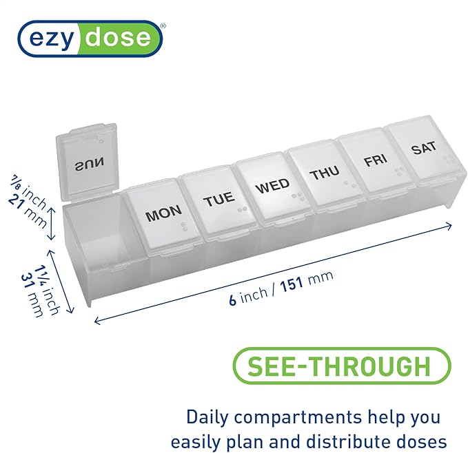 EZY DOSE Weekly Daily Pill Case, Medicine Planner, Vitamin Organizer, - Image 2