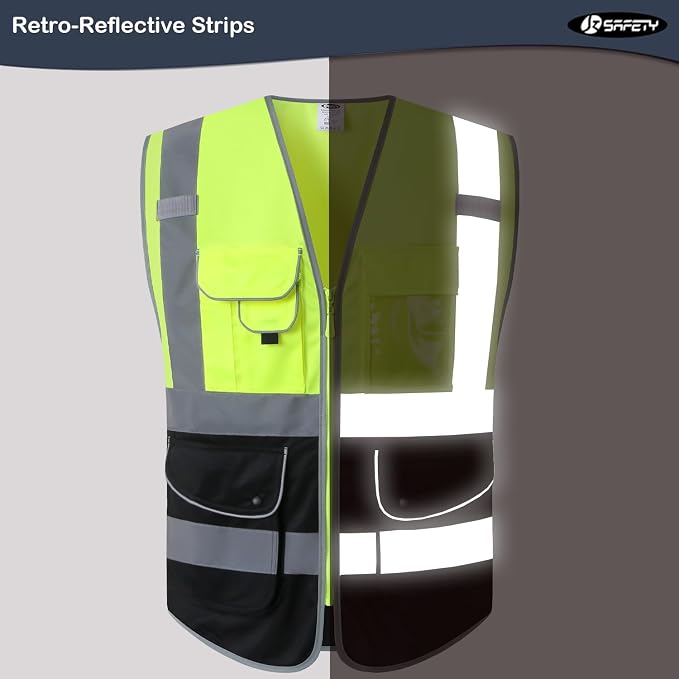 JKSafety 9 Pockets High Visible Reflective Safety Vest Zipper Front Breathable - Image 4