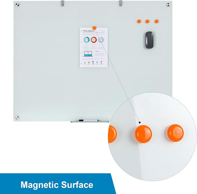 Glass Dry Erase Board, 48 x 36 Inches Magnetic Glass Whiteboard - Image 4