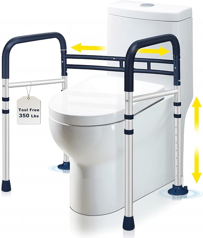 Toilet Safety Rails – Adjustable, Foldable Toilet Handle Frame by Coelineao