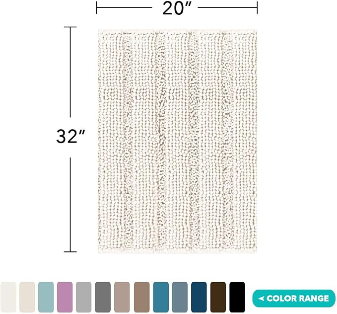 Turquoize Chenille Bath Mat, Soft Absorbent Shag Rug, Non Slip Bathroom Rugs - Image 2