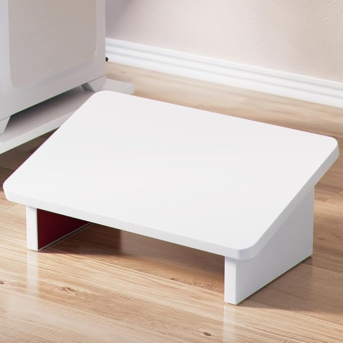 COHEALI Wooden Footrest Stool Warm White Multi-Functional Ergonomic Step Stool - Image 7