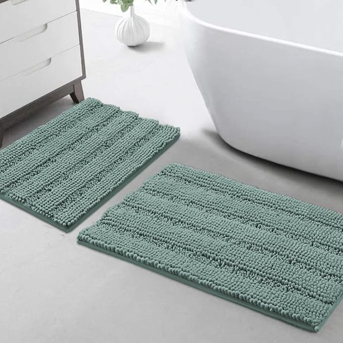 Turquoize Chenille Bathroom Rugs Set Non-Slip Bath Mats by Turquoize