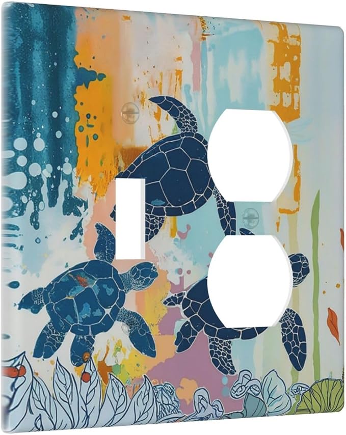 Wallplates Colorful Ocean Sea Turtle Marine Life 1 Toggle 1 Duplex Switch Plate - Image 2