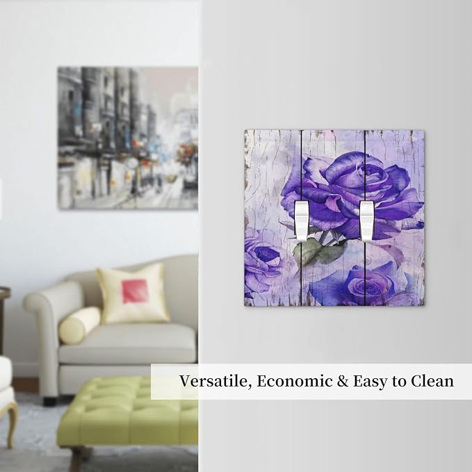 Light Switch Cover Purple Rose Flower Rustic Wood Plank 2 Gang Wall Plate - Image 7