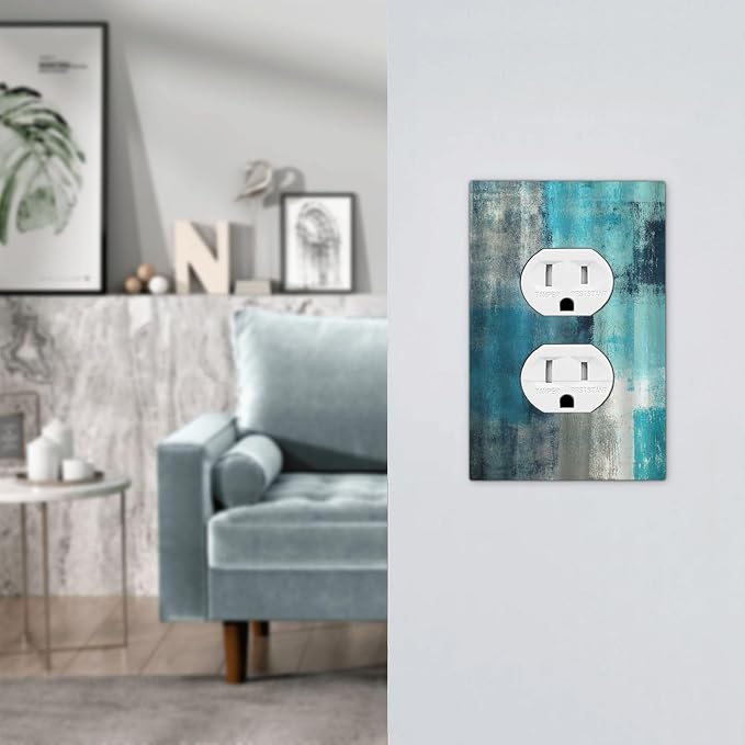 Outlet Covers Teal Blue Modern Geometric Abstract Turquoise Green 1 Gang Duplex - Image 7