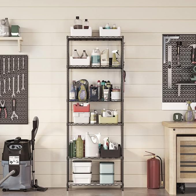 SONGMICS 6-Tier Storage Shelves, Wire Shelving Unit, Kitchen Metal Shelves - Image 7
