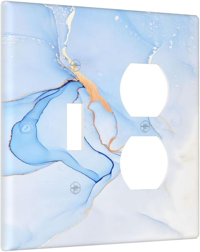 Modern Art Blue Gold Marble Abstract Luxury Print Wallplates 1 Toggle 1 Duplex - Image 2