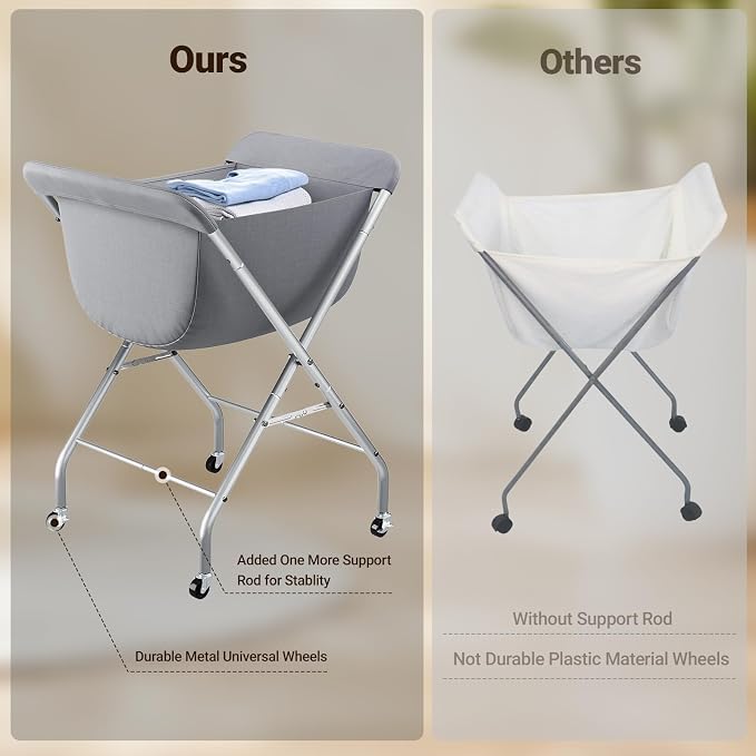 ELYKEN Laundry Cart with Wheels, 33”H Easy Rolling Laundry Hamper with - Field & Grace