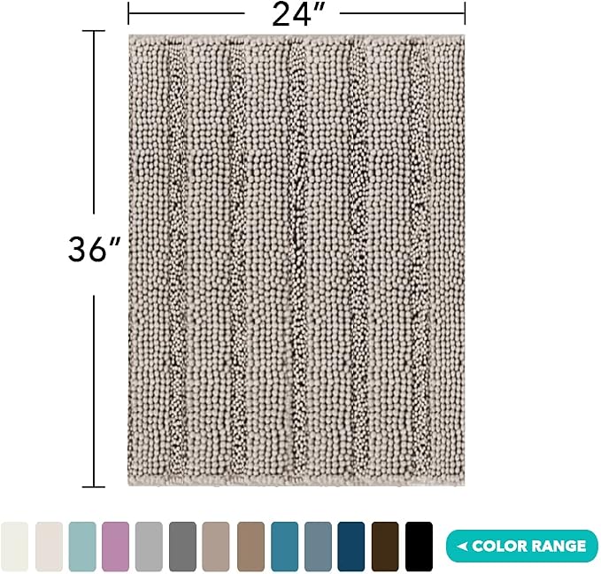 Turquoize Chenille Bath Rugs Non Slip Bath Mat, 24 x 36, Soft & Absorbent - Image 2